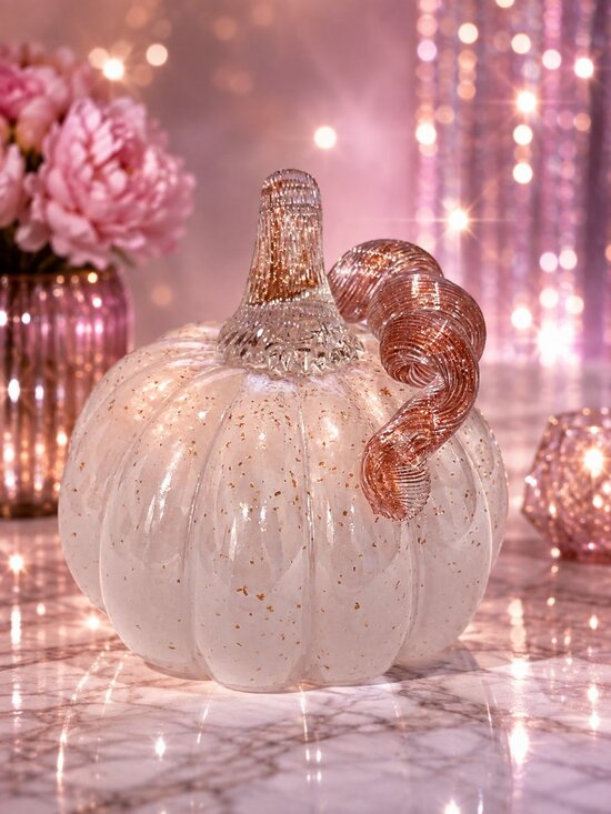Other - Glass Pumpkin with Gold Accents